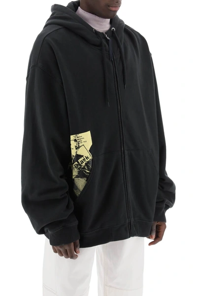 Shop Maison Margiela "maxi Zip-up Sweatshirt With Men In Black