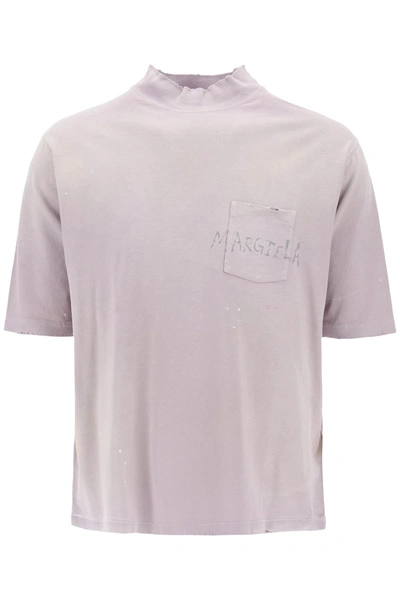 Shop Maison Margiela Handwritten Logo T-shirt With Written Text Men In Purple