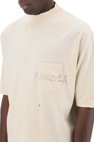 Shop Maison Margiela Handwritten Logo T-shirt With Written Text Men In Cream