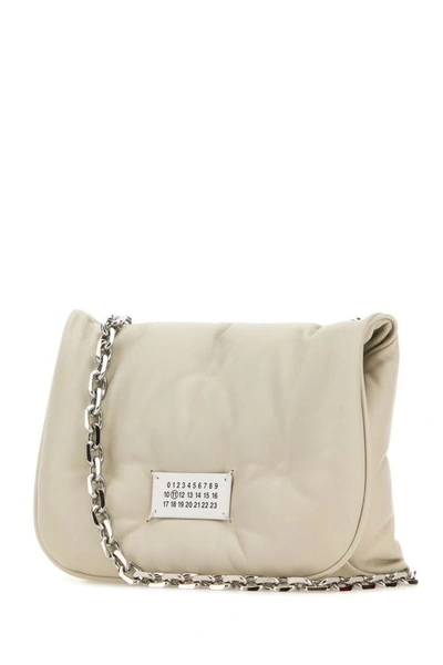 Shop Maison Margiela Woman Chalk Nappa Leather Small Glam Slam Flap Crossbody Bag In Gray