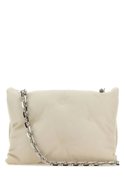 Shop Maison Margiela Woman Chalk Nappa Leather Small Glam Slam Flap Crossbody Bag In Gray