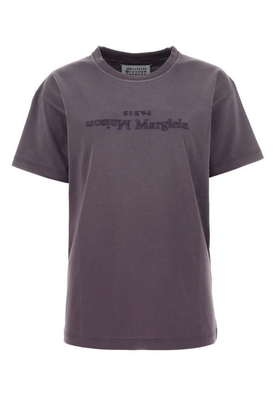 Shop Maison Margiela Woman Purple Cotton T-shirt