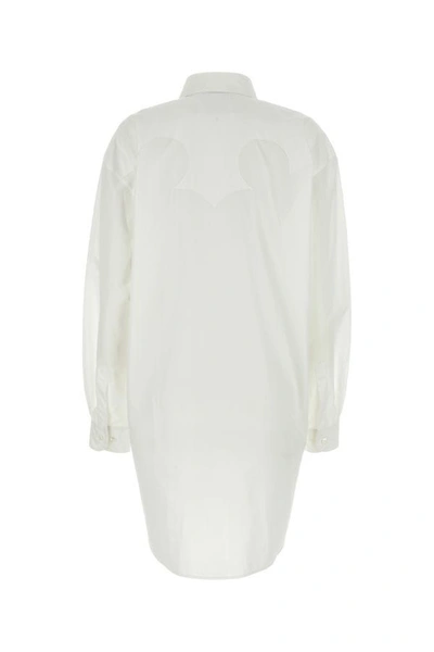Shop Maison Margiela Woman White Poplin Shirt Mini Dress