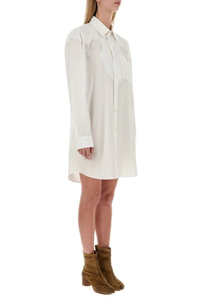 Shop Maison Margiela Woman White Poplin Shirt Mini Dress