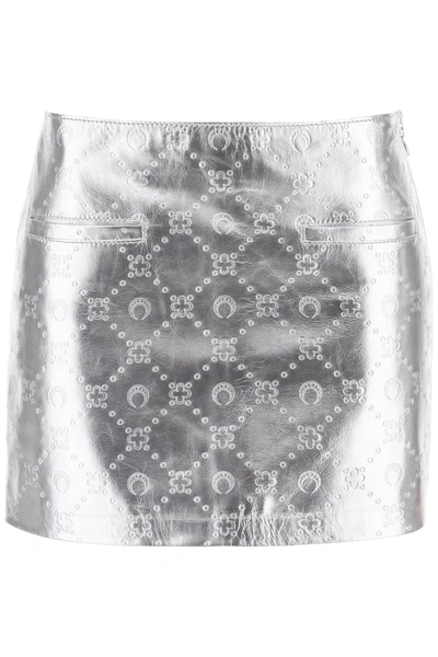 Shop Marine Serre Moonogram Mini Skirt In Laminated Leather Women In Silver