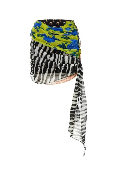 Shop Marine Serre Woman Printed Silk Skirt In Multicolor