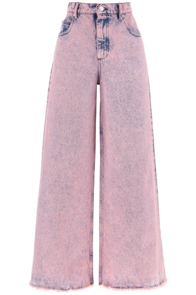 Shop Marni Wide Leg Jeans In Overdyed Denim Women In Pink