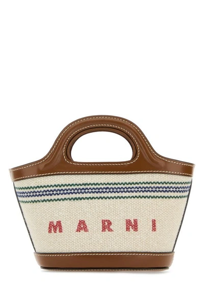 Shop Marni Woman Ivory Canvas Micro Tropicalia Summer Handbag In White