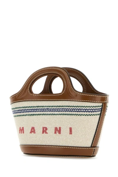 Shop Marni Woman Ivory Canvas Micro Tropicalia Summer Handbag In White