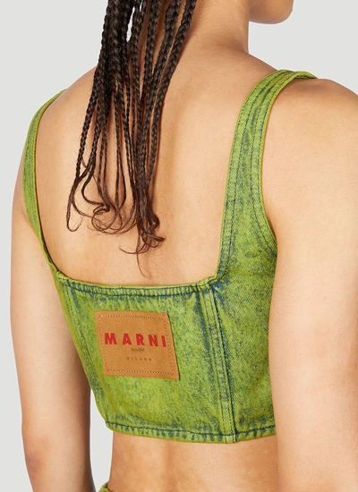 Shop Marni Women Denim Crop Top In Green