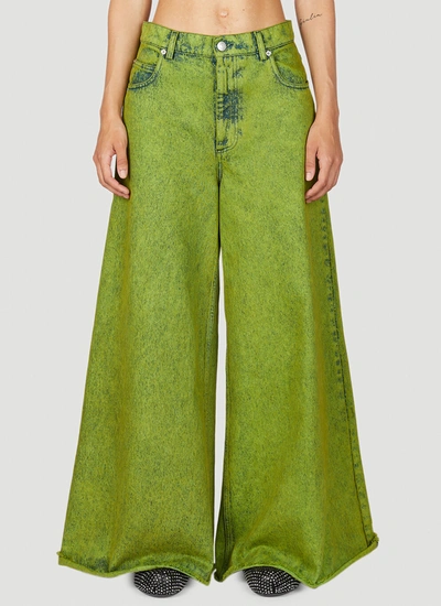 Shop Marni Women Marbled Wide-leg Jeans In Green