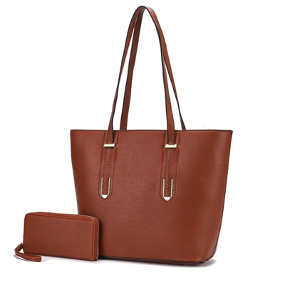 Mkf Collection By Mia K Mina Vegan Leather Women's Tote And Wristlet Wallet - 2 Pieces By Mia K In Brown