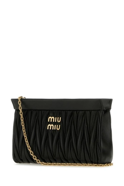 Shop Miu Miu Woman Black Leather Crossbody Bag