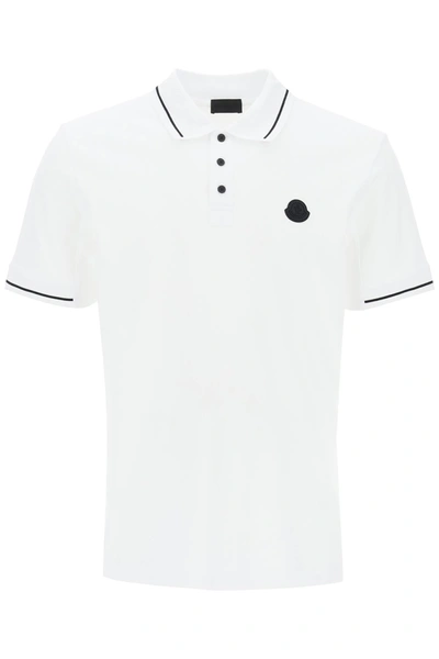 Shop Moncler Basic Polo Con Patch Logo Men In White