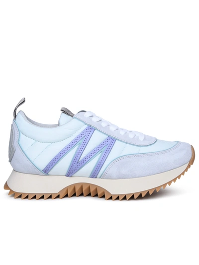 Shop Moncler Woman  'pacey' Sneakers In Light Blue Polyamide