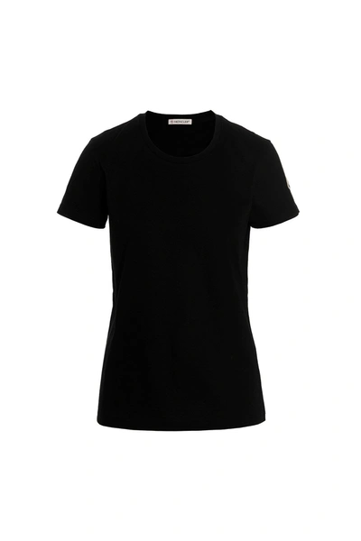 Shop Moncler Women Logo T-shirt In Black