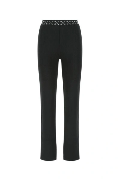 Shop Off-white Off White Woman Black Stretch Polyester Blend Pant