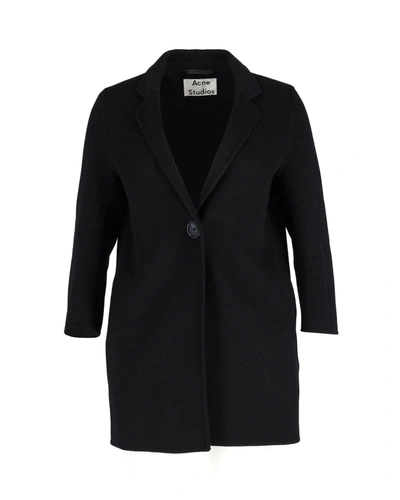 Shop Acne Studios Quarter-sleeve Coat In Black Wool