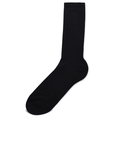 Shop Off-white 'bookish Mid' Black Cotton Blend Socks Man