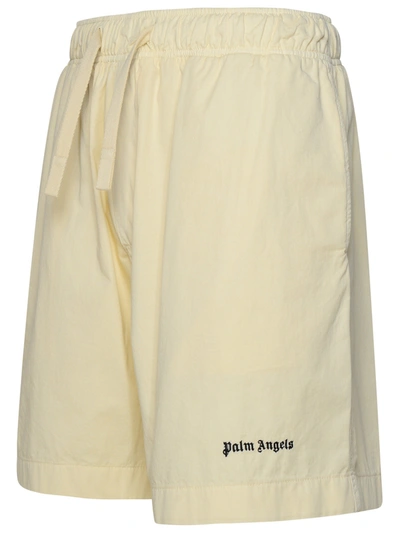 Shop Palm Angels Man  Ivory Cotton Bermuda Shorts In Cream