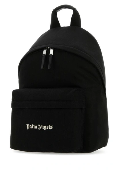 Shop Palm Angels Man Black Canvas Backpack