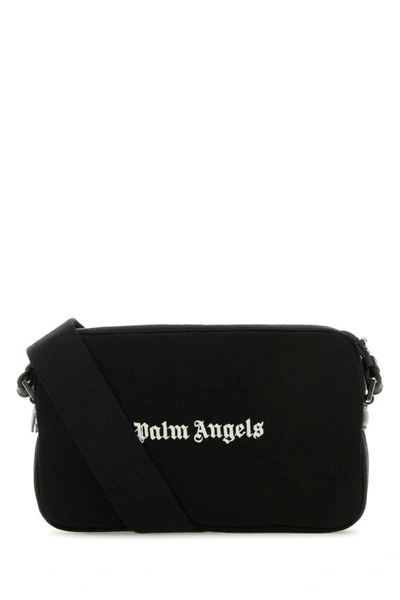Shop Palm Angels Man Black Canvas Crossbody Bag In Multicolor