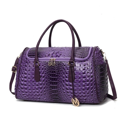 Shop Mkf Collection By Mia K Rina Crocodile Embossed Vegan Leather Women's Duffle Bag By Mia K In Purple