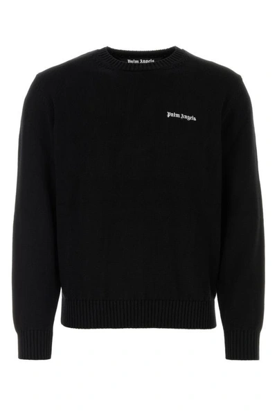 Shop Palm Angels Man Black Cotton Sweater