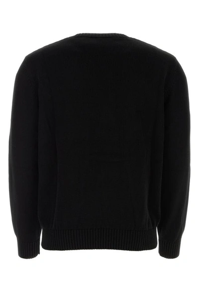 Shop Palm Angels Man Black Cotton Sweater