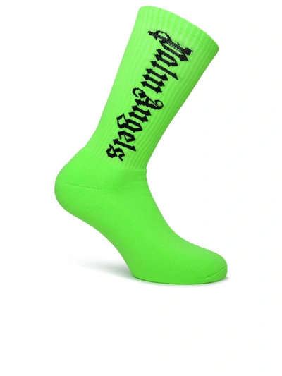 Shop Palm Angels Man  Green Polyamide Blend Socks