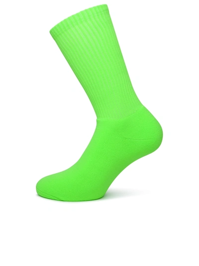 Shop Palm Angels Man  Green Polyamide Blend Socks