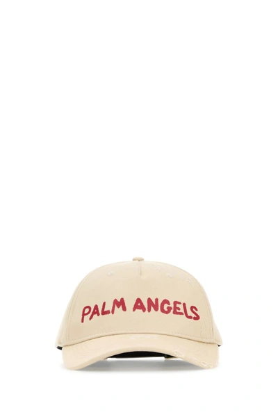 Shop Palm Angels Man Ivory Cotton Baseball Cap In White