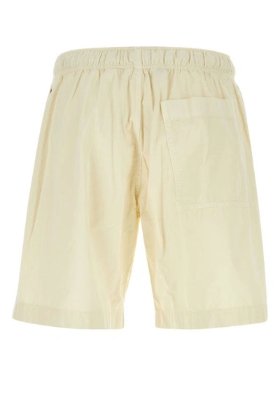 Shop Palm Angels Man Ivory Cotton Bermuda Shorts In White