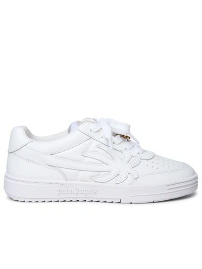 Shop Palm Angels Man  'palm Beach University' White Leather Sneakers