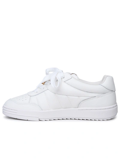 Shop Palm Angels Man  'palm Beach University' White Leather Sneakers
