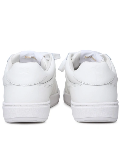 Shop Palm Angels 'palm Beach University' White Leather Sneakers Man