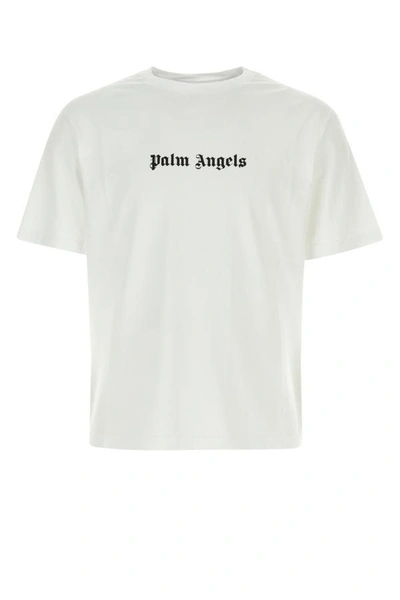 Shop Palm Angels Man White Cotton T-shirt