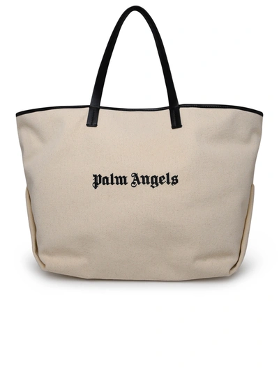 Shop Palm Angels Woman  Ivory Cotton Tote Bag In Cream