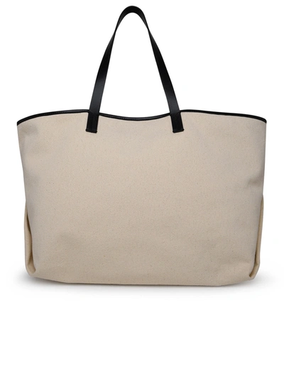Shop Palm Angels Ivory Cotton Tote Bag Woman In Cream