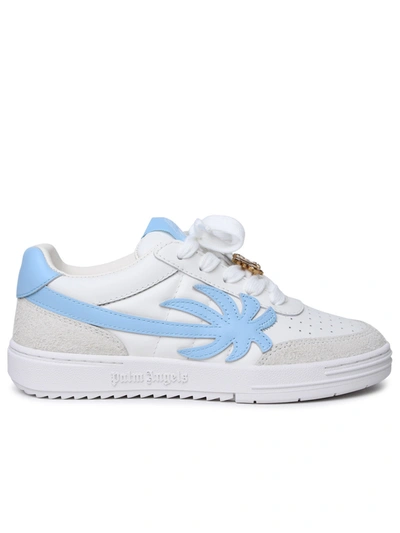Shop Palm Angels 'palm Beach University' White Leather Sneakers Woman