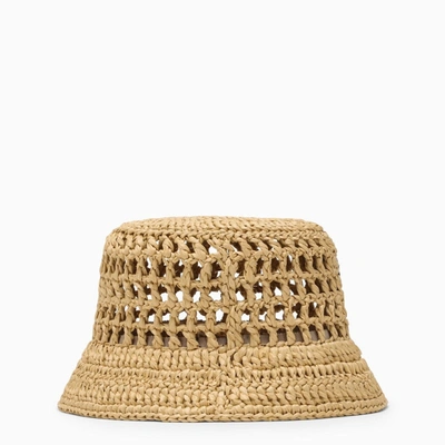 Shop Prada Beige Crochet Bucket Hat Women In Cream