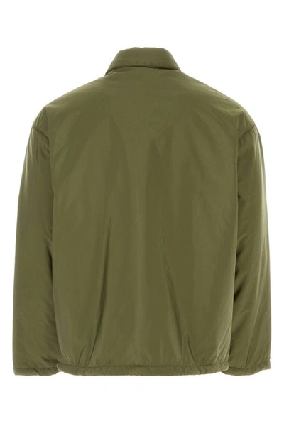Shop Prada Man Army Grey Nylon Padded Jacket In Green