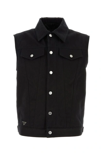 Shop Carhartt Prada Man Black Denim Padded Vest