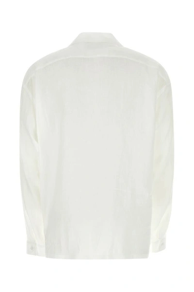 Shop Prada Man White Linen Shirt