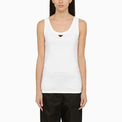 Shop Prada White Cotton Jersey Vest Women