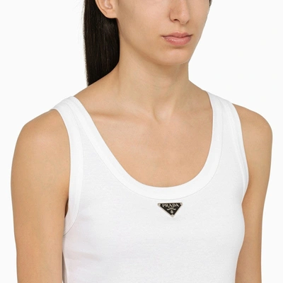 Shop Prada White Cotton Jersey Vest Women