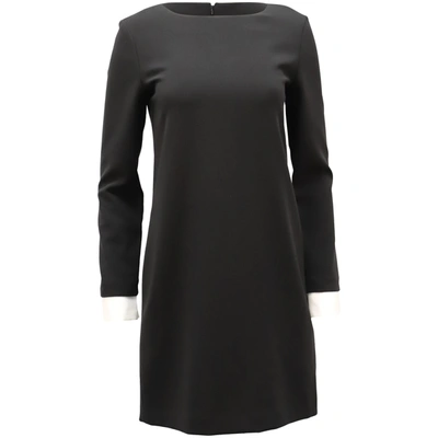 Shop Theory Long-sleeved Mini Dress With Bateau Neckline In Black Triacetate