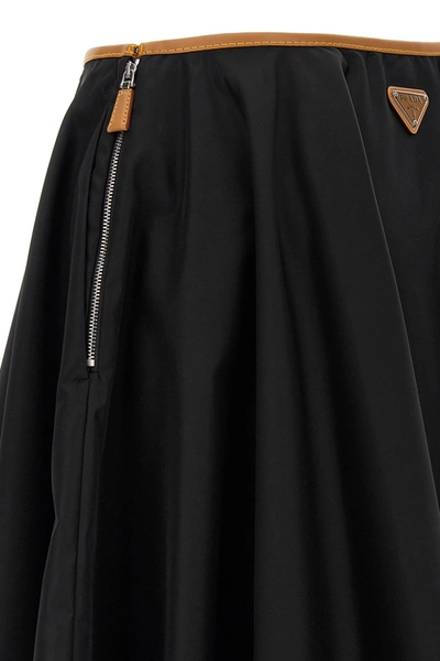 Shop Prada Women Re-nylon Logo Skirt In Black