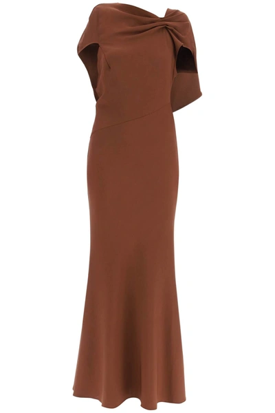Shop Roland Mouret Long Cady Dress Women In Brown