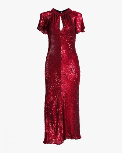 Shop Maria Lucia Hohan Hanne Sequin Midi Dress In Salsa In Red